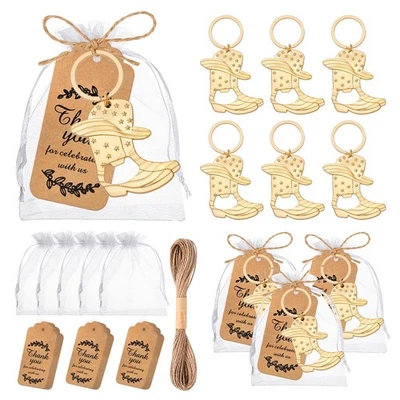 50pcs Gold Cowboy Boot Bottle Opener Keychains - Wedding/Quinceanera Favors - Image 1 of 4