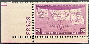 U.S. Scott #858, Single w/Plate Block #, Statehood Issue, Very Fine, MNH - Picture 1 of 2