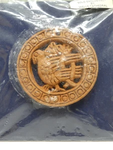 Vintage Terracotta Round Tile by Philippa Threlfall Black Dog Wells Bird Design - Picture 1 of 5