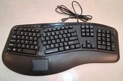 Adesso AKB-450UB Tru-Form Ergonomic Touchpad Keyboard Black USB - Image 1 of 4