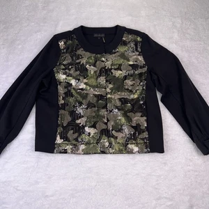Donna Karen Women’s Large Black & Sequin Camo Jacket Shacket - Picture 1 of 12