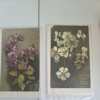 ANTIQUE 1906 Huylers Cocoa & Chocolate Advertisement Card flowers - Image 1 of 4