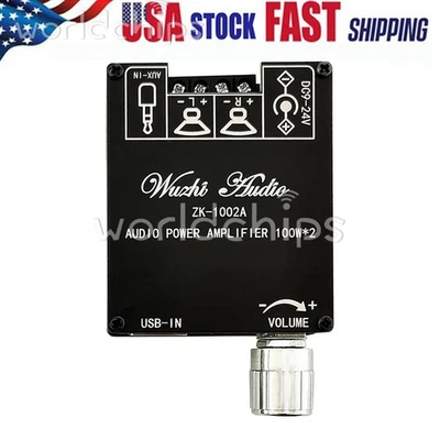 Placa Amplificador de Potencia de Audio Digital Bluetooth 2.0 Canales ZK-1002A 100W+100W EE. UU. Foto 1 de 4