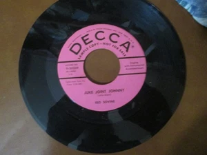 RED SOVINE JUKE JOINT JOHNNY/NO THANKS BARTENDER DECCA 45 PROMO ROCKABILLY EXC - Picture 1 of 2