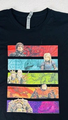 Camiseta negra How to Train Your Dragon The Hidden World Character Bars para hombre 2XL Foto 1 de 4