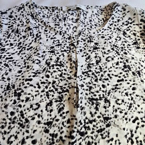 Rose + Olive Popover Leopard Print Tunic Blouse Sheer Top Women’s Large - Picture 1 of 13