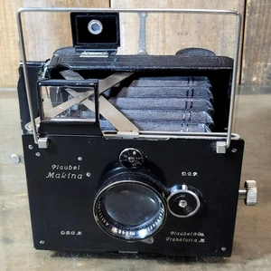 Plaubel Makina fotocamera pieghevole telemetro pellicola obiettivo e pellicola posteriore vintage - Foto 1 di 17