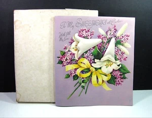 1950  MY SWEETHEART at EASTER Vintage BIG 9" Greeting Card IN BOX Rust Craft - Picture 1 of 12