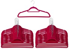 20X Non Slip Flocked Velvet Hanger Coat Clothes Belt Scarf Trousers Hangers Pink