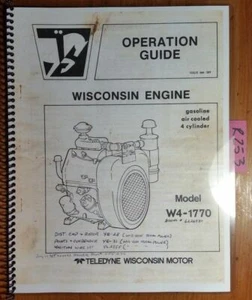 Wisconsin W4-1770 Gasoline 4 Cylinder Air Cooled Engine Owner Operator's Manual - Picture 1 of 9