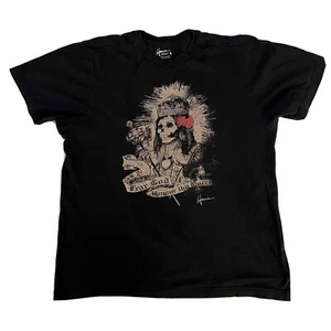 Vintage Howe Black Short Sleeve T Shirt “Fear God Honour Thy Queen” Large - Picture 1 of 6