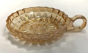 Plato de caramelo redondo de vidrio prensado de carnaval de colección Starburst Peach Jeannette Indiana - Imagen 1 de 3