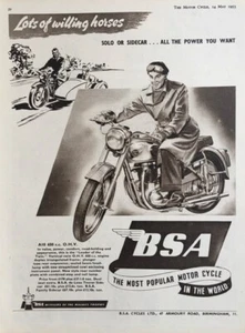 BSA MODELL A10 650cc ORIGINAL 1953 B/W WERBUNG 26cm x 20cm - Bild 1 von 4