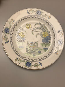 Vintage Asian Plate Bird Flower Plant Hand Painted Decoration Only 10 Inch