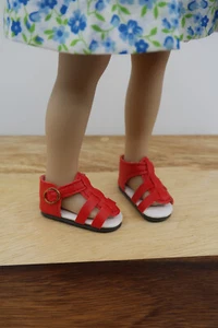 Nuevo Monique Sandalias con Tiras Zapatos 4 Dianna Effner Little Darling Muñeca Rojo 50mm - Imagen 1 de 3