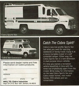 Vintage Print Ad 1979 Cobra Sports Van Conversion Mini Motor Homes Low-Profile - Picture 1 of 2