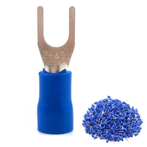 1000 × Blue 16-14 AWG #8 Stud Insulated Spade Fork Terminals Connectors SV2-4S - Picture 1 of 8