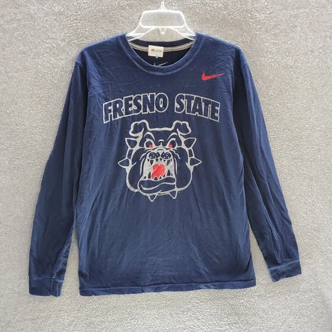 Fresno State Bulldogs Men T-Shirt Medium Navy Nike Swoosh Logo Graphic Adult Tee Cover