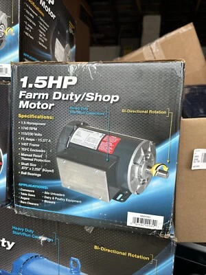 全新电动马达 1.5 马力马拉松电机 电动农场值班/商店电机 -BR — 第 1/4 张图片
