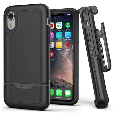 iPhone XR Belt Clip Holster Case / Cover Military Grade Rugged Case Rebel Black - Image 1 of 4