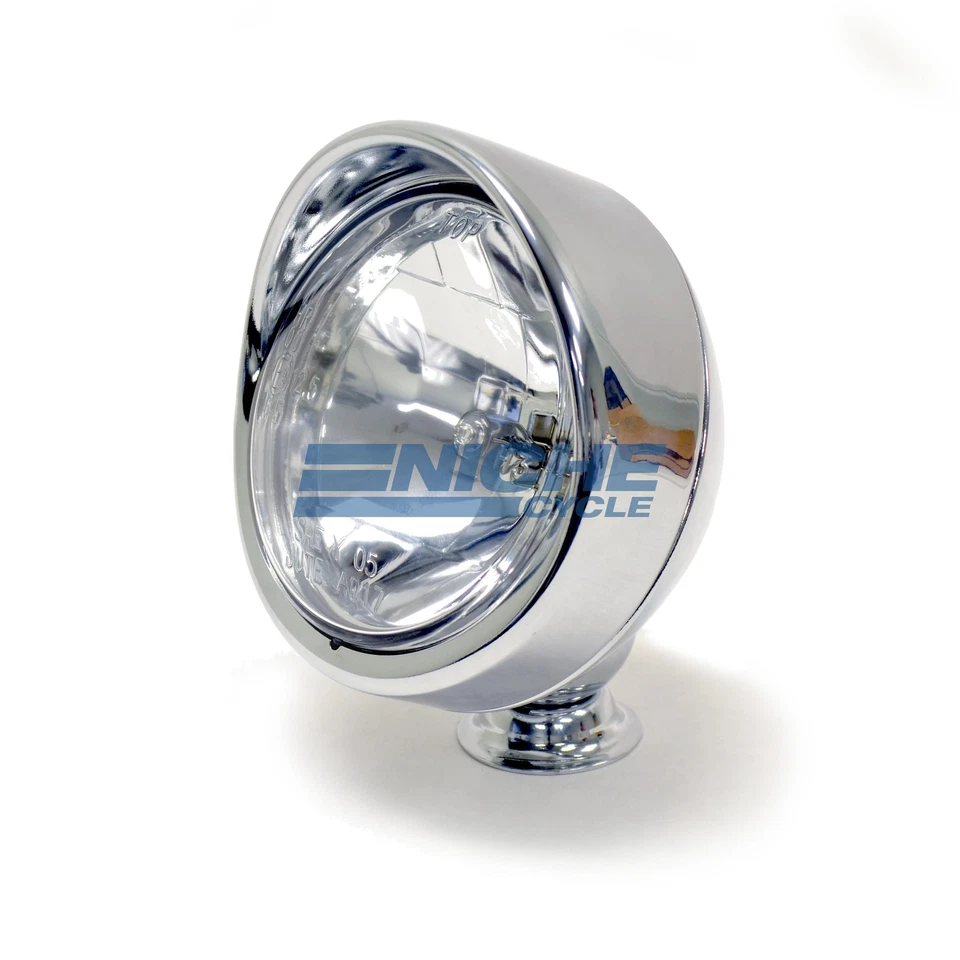 Mini 3.5" Chrome Hooded Spot Lamp Headlight Custom Bottom Mount - Image 1 of 4