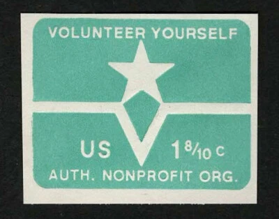 US 1974 #U568 Nonprofit 1.8c Blue-Green "Volunteer Yourself" Cut Square Mint - Image 1 of 2