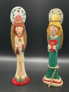 Midwest Importers of Cannon Falls wooden 8" Angel figurines Christmas holiday - Picture 1 of 6