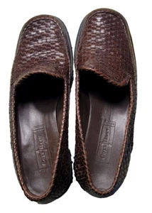 Cole Hann F9425 Size 9B Basket Weave Brown Leather Slip on Loafers Shoes R-1 - Picture 1 of 11
