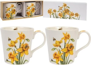 2 Narzissenbecher Geschenkbox Set Kaffeeliebhaber Fine China gelb Blumenliebhaber - Bild 1 von 4