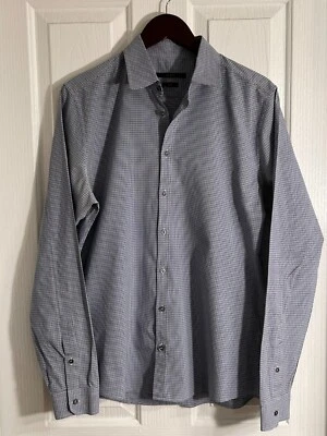 GUCCI Slim Fit Plaid Square Pattern Long Sleeve Shirt Button Down Blue 42 16.5 B - Image 1 of 4