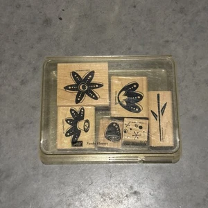Stampin' Up! Funky Flowers 6er Set Holzstempel 2001 mit Etui - Bild 1 von 5