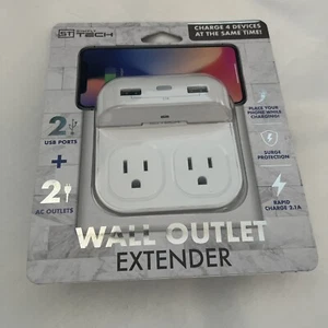 Simply Tech 2 Outlet Surge Protector with Dual USB Ports Multi Charging Station - Photo 1/14