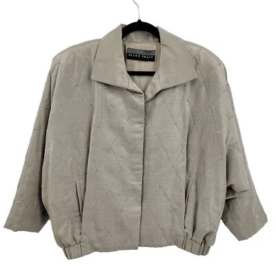 Chaqueta Bomber Linda Allard Vintage Años 80 S Metálica Dorada Lino Formal Acolchada Foto 1 de 4