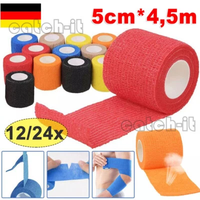 MARKENLOS 12/24x Selbsthaftende Haftbandage 5CM*4.5M Selbstklebender Kohäsiver Verband