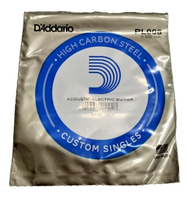 D'Addario Corda Singola Chitarra Elettrica Acustica 008 08 8 Plain Steel .008