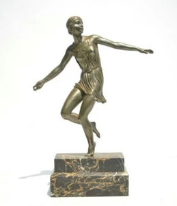 French Art Deco Semi-Nude Erotic Female Dancer Bronze Sculpture by Josselin, 192 - Picture 1 of 7