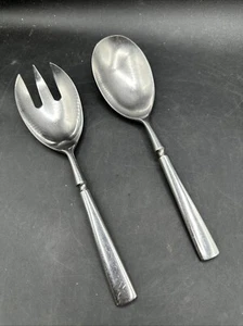Salad Spoon And Fork Serving Utensils Stainless Steel 9” - Picture 1 of 3
