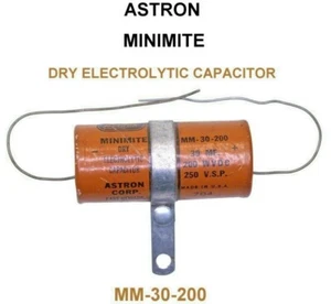 Vintage Astron Minimite Capacitor 30 MFD  200 VDC TESTED 32 MFD TONE CAP.  - Picture 1 of 5