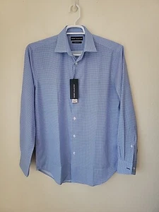 NEW Report Collection Shirt Medium Blue Hyper Stretch Button Down Shirt Geo - Picture 1 of 10
