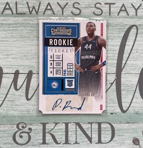 Paul Reed 2020-21 Panini Contenders Rookie Ticket Stub 40/44 #152 RC AUTO 76ers - Bild 1 von 7