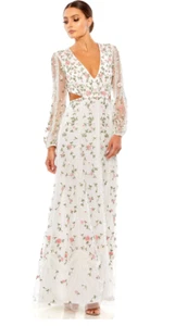 VESTIDO MÚLTIPLE MAC DUGGAL 70159 MANGA LARGA EMBELLECIDO CORTE LÍNEA A MARFIL talla 4 - Imagen 1 de 5