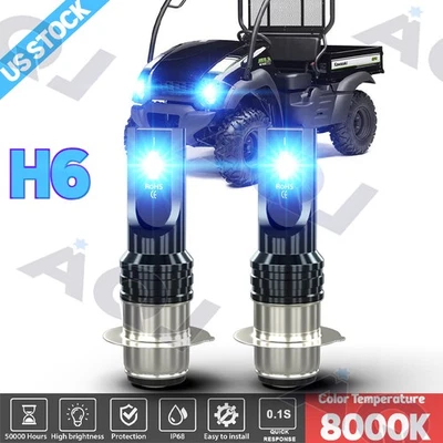 H6 For Kawasaki Mule 610 2005-2011 2X Headlight 8000K BLUE LED Bulbs - Image 1 of 4