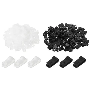 R-Type Cable Clip Wire Clamp, 6.4mm 0.25 Inch Nylon Clips White Black 200Pcs - Photo 1/5