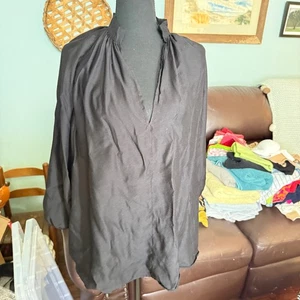torrid Gr. 1 schwarz Tunika Oberteil Damen 3/4 Arm V-Ausschnitt Bluse Relaxed Fit elegant - Bild 1 von 5