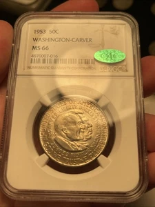 PQ 1953-P MS66 CAC NGC Washington Carver 50c - Picture 1 of 2