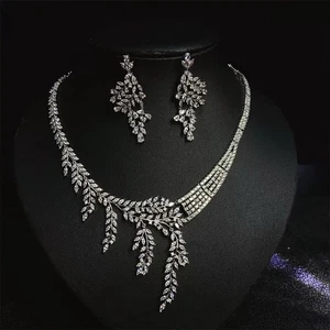 Swarovski zirconia Bride Wedding necklace and earrings set - Picture 1 of 13