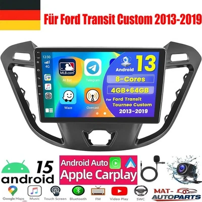 Für Ford Transit Custom 2013-2019 Android 13 Autoradio 13 GPS Navi WIFI FM 64GB - Bild 1 von 4