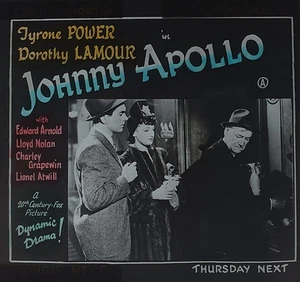 JOHNNY APOLLO 1940 CINEMA THEATRE MOVIE FILM ADVERT Vintage Magic Lantern Slide - Picture 1 of 5