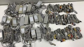 Lot of 25 Nintendo Wii Power Supplies & 25 A/V Cables - Yellowed