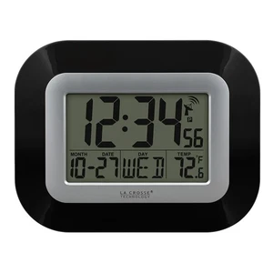 La Crosse Technology Atomic Wall/Table Clock 7.2"H x 8.95"W x 1.2"D (WT-8005U-B) - Picture 1 of 5